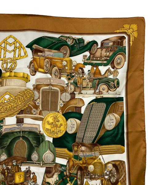 HERMES（エルメス）HERMES (エルメス) カレ90「automobile（オートモービル）」 ブラウンの古着・服飾アイテム