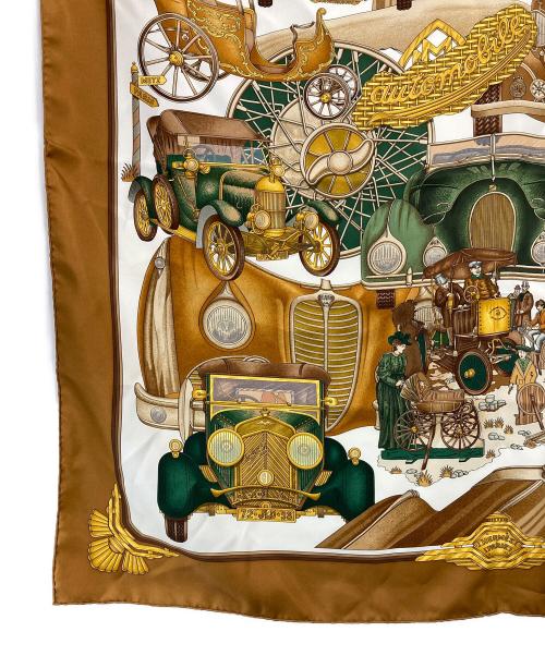 HERMES（エルメス）HERMES (エルメス) カレ90「automobile（オートモービル）」 ブラウンの古着・服飾アイテム