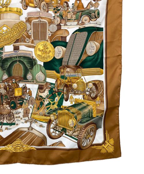 HERMES（エルメス）HERMES (エルメス) カレ90「automobile（オートモービル）」 ブラウンの古着・服飾アイテム
