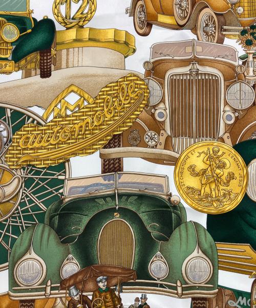 HERMES（エルメス）HERMES (エルメス) カレ90「automobile（オートモービル）」 ブラウンの古着・服飾アイテム