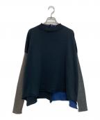 mon sakataモンサカタ）の古着「切替ニット」｜ネイビー