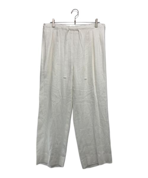BACCA（バッカ）BACCA (バッカ) リネンツイル タックワイドパンツ ホワイト サイズ:32（5号）の古着・服飾アイテム