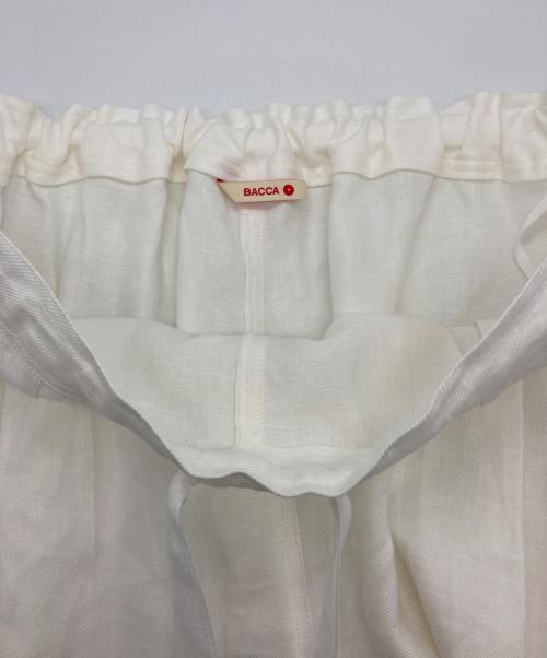BACCA（バッカ）BACCA (バッカ) リネンツイル タックワイドパンツ ホワイト サイズ:32（5号）の古着・服飾アイテム
