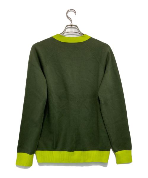 CABAN（キャバン）CABaN (キャバン) コットンカシミヤ バイカラーVネックカーディガン グリーン サイズ:Mの古着・服飾アイテム