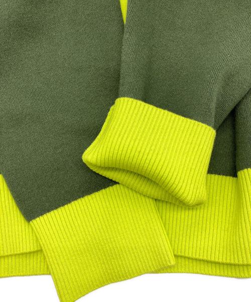 CABAN（キャバン）CABaN (キャバン) コットンカシミヤ バイカラーVネックカーディガン グリーン サイズ:Mの古着・服飾アイテム