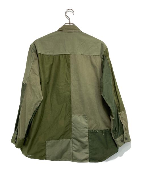 COMME des GARCONS HOMME（コムデギャルソン オム）COMME des GARCONS HOMME (コムデギャルソン オム) 綿カツラギ 多素材MIX 製品加工 ミリタリー パッチワーク 長袖 シャツ カーキ サイズ:Sの古着・服飾アイテム
