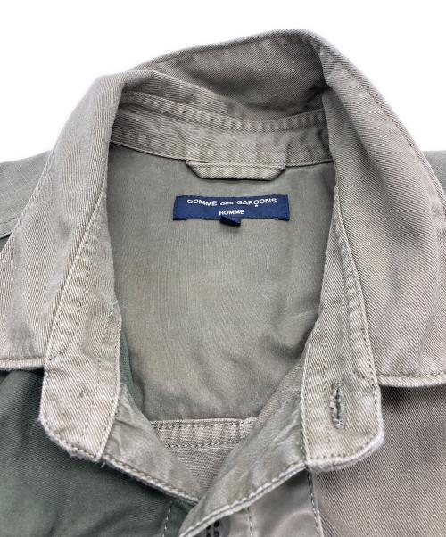 COMME des GARCONS HOMME（コムデギャルソン オム）COMME des GARCONS HOMME (コムデギャルソン オム) 綿カツラギ 多素材MIX 製品加工 ミリタリー パッチワーク 長袖 シャツ カーキ サイズ:Sの古着・服飾アイテム