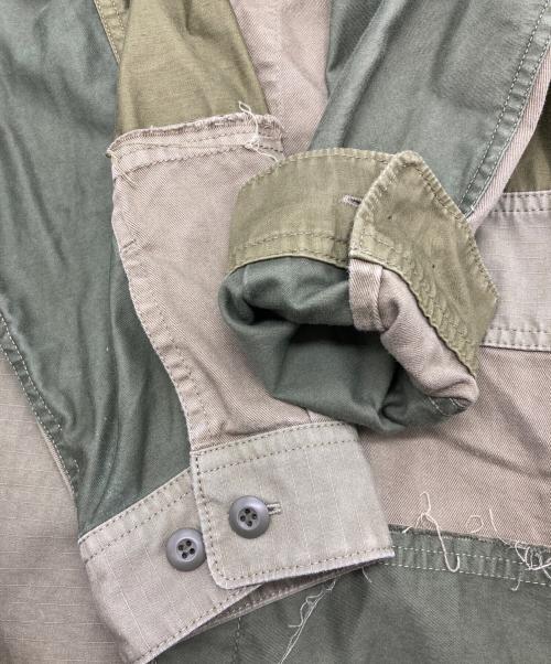 COMME des GARCONS HOMME（コムデギャルソン オム）COMME des GARCONS HOMME (コムデギャルソン オム) 綿カツラギ 多素材MIX 製品加工 ミリタリー パッチワーク 長袖 シャツ カーキ サイズ:Sの古着・服飾アイテム