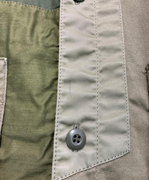 COMME des GARCONS HOMME（コムデギャルソン オム）COMME des GARCONS HOMME (コムデギャルソン オム) 綿カツラギ 多素材MIX 製品加工 ミリタリー パッチワーク 長袖 シャツ カーキ サイズ:Sの古着・服飾アイテム