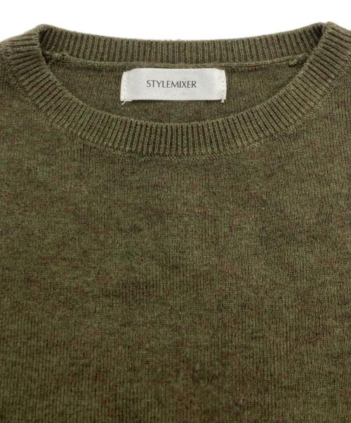 STYLE MIXER（スタイルミキサー）STYLE MIXER (スタイルミキサー) ロングスリーブフレアニットワンピース カーキ サイズ:Mの古着・服飾アイテム