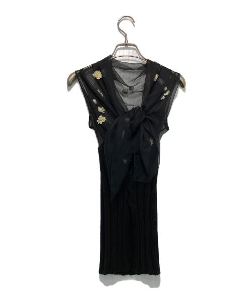 DOLCE & GABBANA（ドルチェ＆ガッバーナ）DOLCE & GABBANA (ドルチェ＆ガッバーナ) シアーコンビ花柄ニット ブラック サイズ:38の古着・服飾アイテム