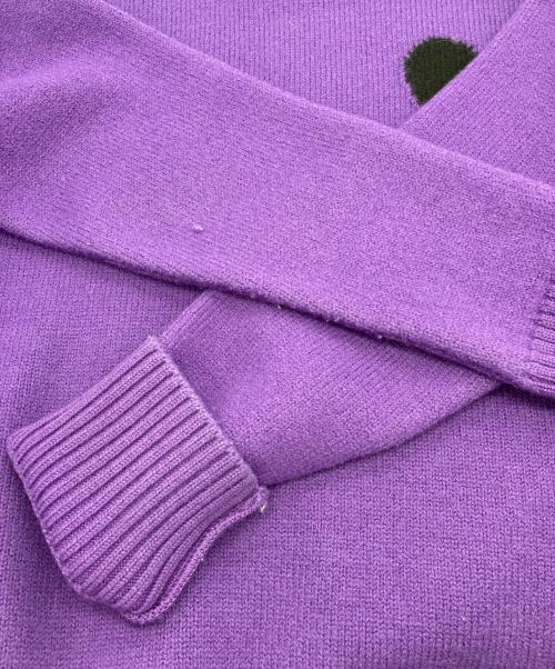 AMI Alexandre Mattiussi（アミアレクサンドルマテュッシ）AMI Alexandre Mattiussi (アミアレクサンドルマテュッシ) ハートロゴクルーネックニット パープル サイズ:XSの古着・服飾アイテム