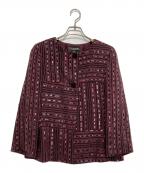CHANELシャネル）の古着「スパンコール ノーカラー ジャケット」｜レッド