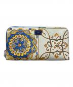 DOLCE & GABBANAドルチェ＆ガッバーナ）の古着「マジョリカプリント ラウンドファスナー長財布」｜マルチカラー