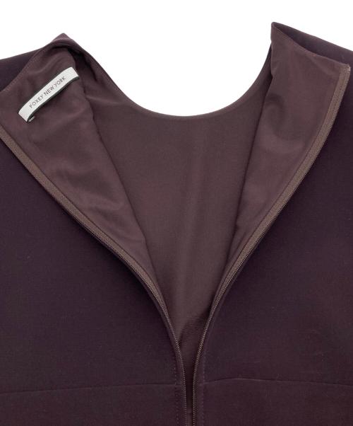 FOXEY NEWYORK（フォクシーニューヨーク）FOXEY NEWYORK (フォクシーニューヨーク) リボンデザインノースリーブワンピース パープル サイズ:38の古着・服飾アイテム