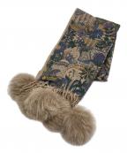 LORO PIANAロロピアーナ）の古着「カシミヤフリンジマフラー」｜グリーン×ブラウン