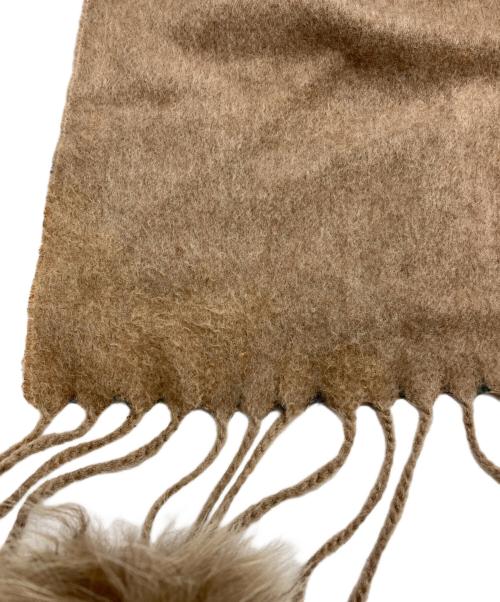 LORO PIANA（ロロピアーナ）LORO PIANA (ロロピアーナ) カシミヤフリンジマフラー グリーン×ブラウンの古着・服飾アイテム