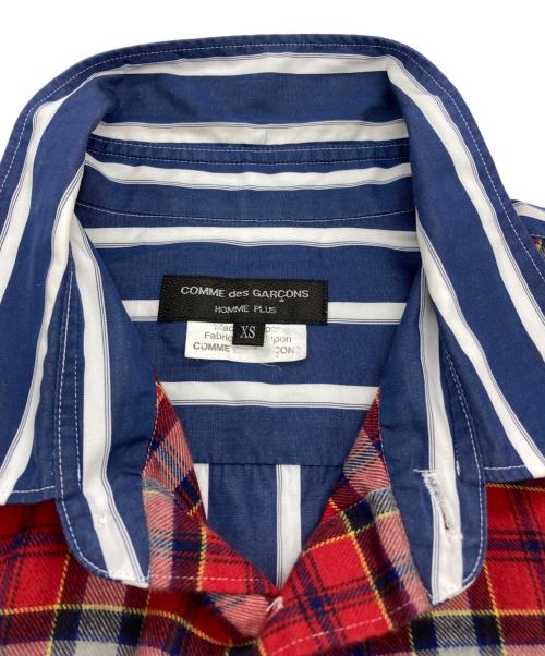COMME des GARCONS HOMME PLUS（コムデギャルソンオムプリュス）COMME des GARCONS HOMME PLUS (コムデギャルソンオムプリュス) 切替ストライプシャツ レッド×ブルー サイズ:XSの古着・服飾アイテム
