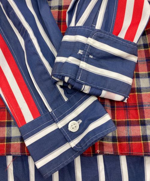 COMME des GARCONS HOMME PLUS（コムデギャルソンオムプリュス）COMME des GARCONS HOMME PLUS (コムデギャルソンオムプリュス) 切替ストライプシャツ レッド×ブルー サイズ:XSの古着・服飾アイテム