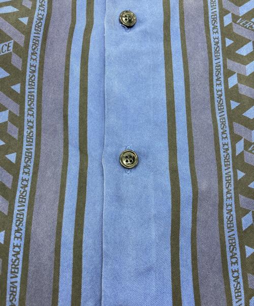 VERSACE（ヴェルサーチェ）VERSACE (ヴェルサーチェ) シルクシャツ ネイビー サイズ:39（170/84A）の古着・服飾アイテム