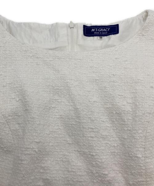 M'S GRACY（エムズグレイシー）M'S GRACY (エムズグレイシー) ノースリーブツイードワンピース ホワイト サイズ:38の古着・服飾アイテム