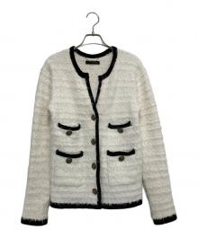 Curensology（カレンソロジー）の古着「C.S.G モールツイード ニットカーディガン」｜ブラック×アイボリー