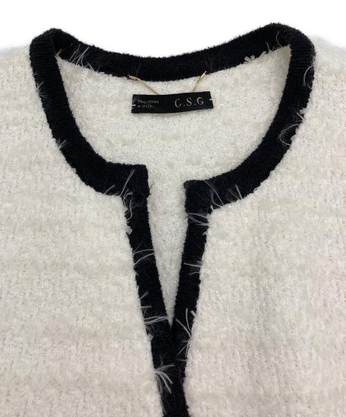 Curensology（カレンソロジー）Curensology (カレンソロジー) C.S.G モールツイード ニットカーディガン ブラック×アイボリー サイズ:Fの古着・服飾アイテム