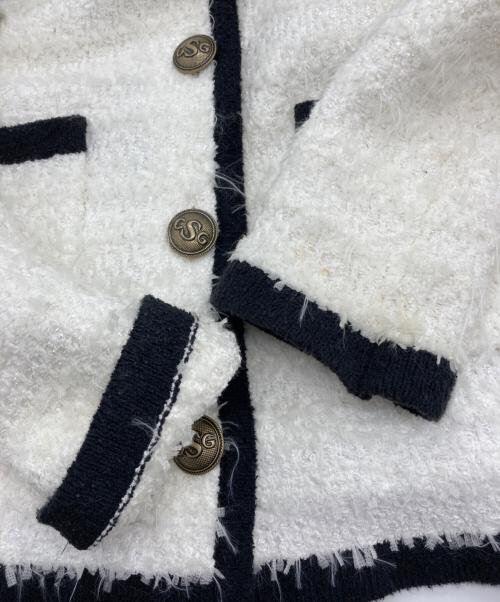 Curensology（カレンソロジー）Curensology (カレンソロジー) C.S.G モールツイード ニットカーディガン ブラック×アイボリー サイズ:Fの古着・服飾アイテム