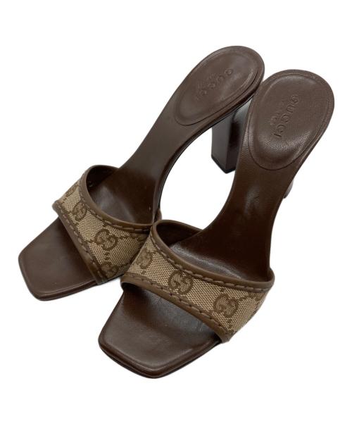 GUCCI（グッチ）GUCCI (グッチ) モノグラムミュール ブラウン サイズ:35.5の古着・服飾アイテム