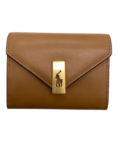 POLO RALPH LAUREN（ポロ・ラルフローレン）POLO RALPH LAUREN (ポロ・ラルフローレン) Small leather purse with accent clasp ベージュの古着・服飾アイテム