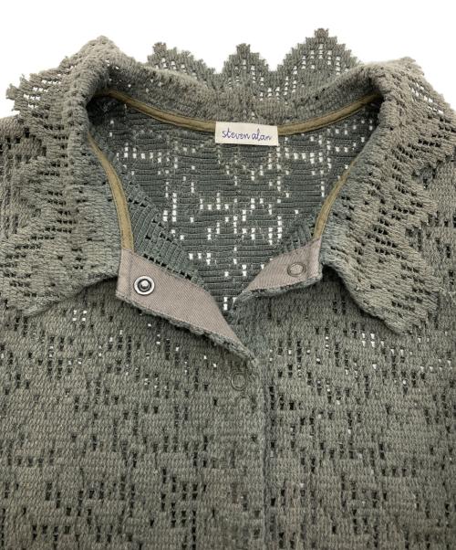 STEVEN ALAN（スティーブンアラン）STEVEN ALAN (スティーブンアラン) LACE SHORT SLEEVE BLOUSE グリーン サイズ:Mの古着・服飾アイテム