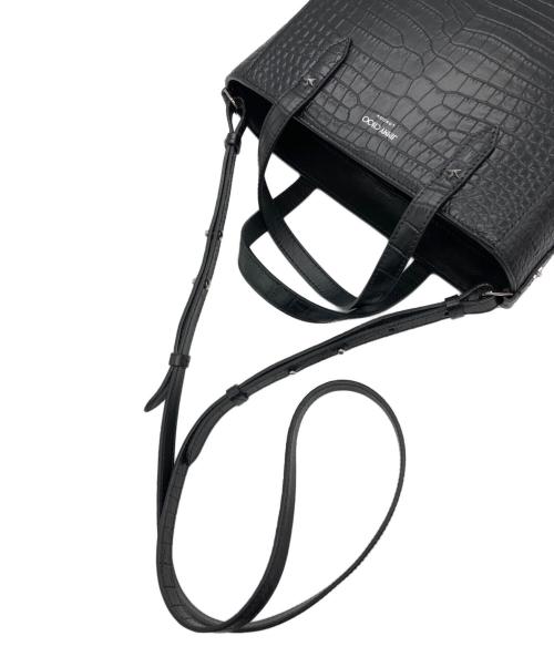 JIMMY CHOO（ジミーチュウ）JIMMY CHOO (ジミーチュウ) PEGASI N/S クロコ型押し2WAYショルダーバッグ ブラックの古着・服飾アイテム