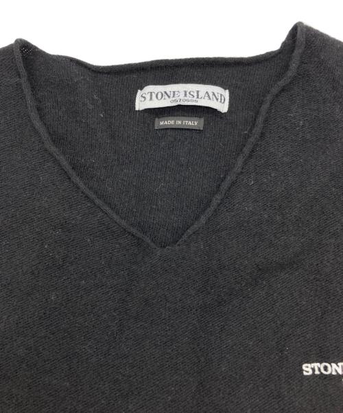 STONE ISLAND（ストーンアイランド）STONE ISLAND (ストーンアイランド) Vネックニット ブラック サイズ:Mの古着・服飾アイテム