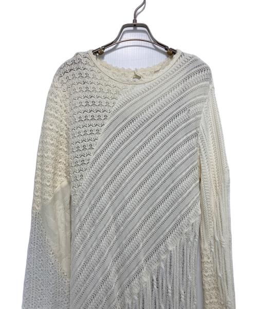 NOUNLESS（ナウンレス）NOUNLESS (ナウンレス) ロングスリーブメッシュワンピース ホワイト サイズ:2の古着・服飾アイテム