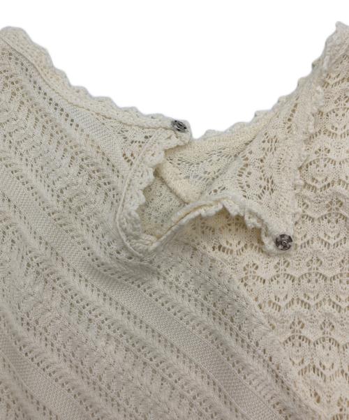 NOUNLESS（ナウンレス）NOUNLESS (ナウンレス) ロングスリーブメッシュワンピース ホワイト サイズ:2の古着・服飾アイテム