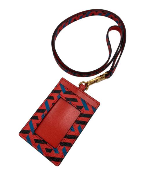 VERSACE（ヴェルサーチェ）VERSACE (ヴェルサーチェ) ラ・グレカ ネックストラップカードケース レッドの古着・服飾アイテム