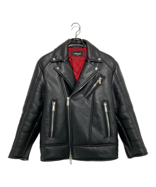 DSQUARED2（ディースクエアード）DSQUARED2 (ディースクエアード) ライダースジャケット ブラック サイズ:50の古着・服飾アイテム