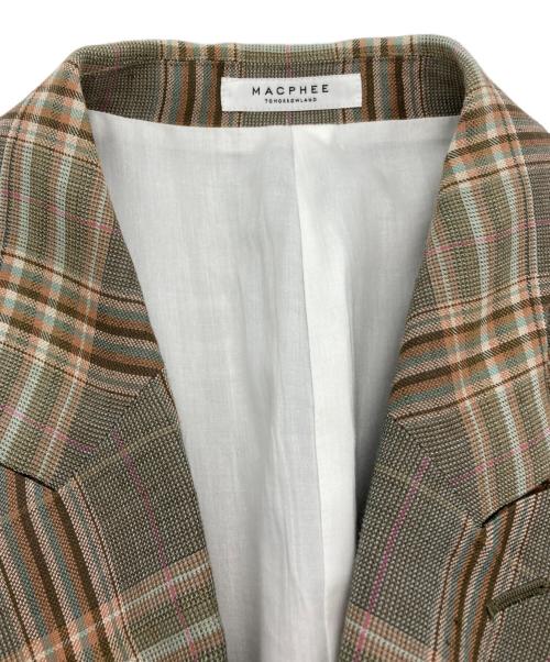 MACPHEE（マカフィー）MACPHEE (マカフィー) レーヨンリネンチェック ダブルブレストジャケット ベージュ サイズ:36の古着・服飾アイテム