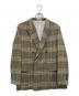 MACPHEE（マカフィー）の古着「レーヨンリネンチェック ダブルブレストジャケット」｜ベージュ