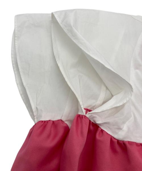 YOKO CHAN（ヨーコチャン）YOKO CHAN (ヨーコチャン) 半袖デザインカットソー ピンク×ホワイト サイズ:38の古着・服飾アイテム