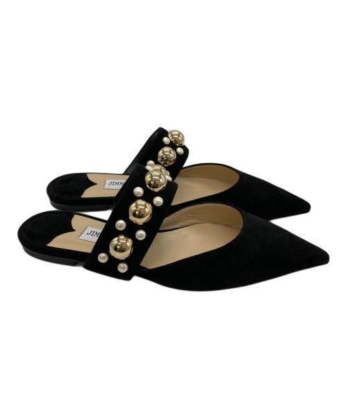 JIMMY CHOO（ジミーチュウ）JIMMY CHOO (ジミーチュウ) スエードスタッズパールミュール ブラック サイズ:37の古着・服飾アイテム
