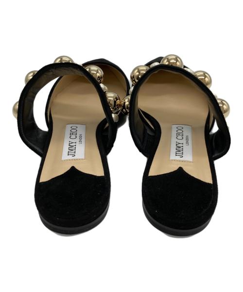 JIMMY CHOO（ジミーチュウ）JIMMY CHOO (ジミーチュウ) スエードスタッズパールミュール ブラック サイズ:37の古着・服飾アイテム