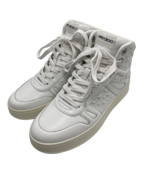 JIMMY CHOO（ジミーチュウ）JIMMY CHOO (ジミーチュウ) スターモチーフレザーハイカットスニーカー ホワイト サイズ:37の古着・服飾アイテム