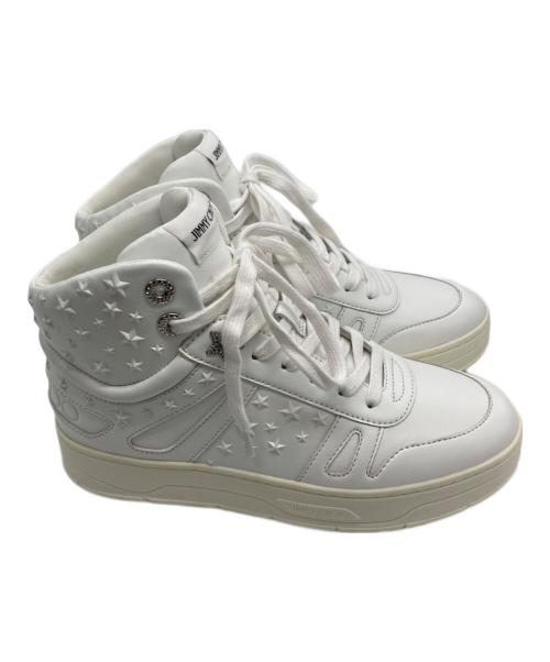JIMMY CHOO（ジミーチュウ）JIMMY CHOO (ジミーチュウ) スターモチーフレザーハイカットスニーカー ホワイト サイズ:37の古着・服飾アイテム