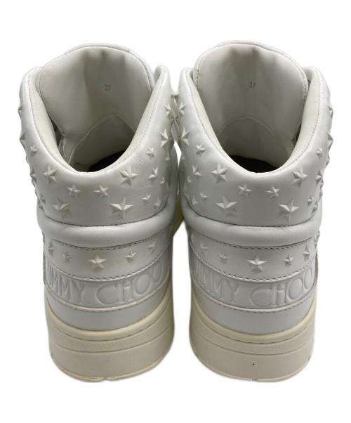 JIMMY CHOO（ジミーチュウ）JIMMY CHOO (ジミーチュウ) スターモチーフレザーハイカットスニーカー ホワイト サイズ:37の古着・服飾アイテム