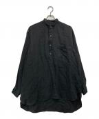 COMOLIコモリ）の古着「リネンWクロス プルオーバーシャツ」｜ブラック