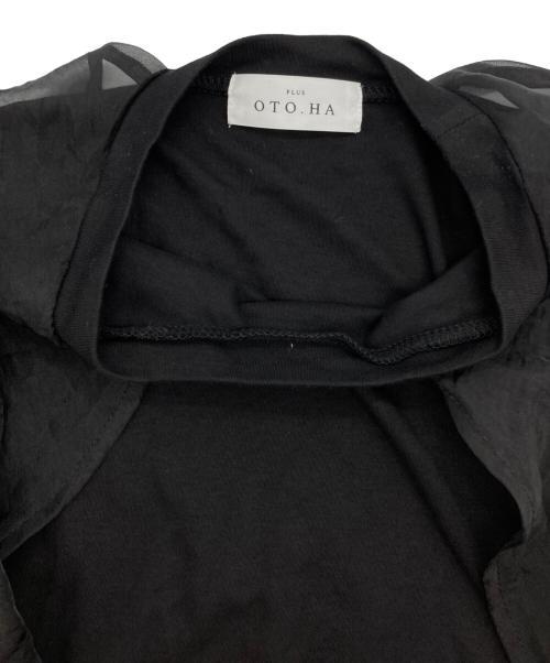 PLUS OTO.HA（プラスオトハ）PLUS OTO.HA (プラスオトハ) ケープデザインシアースリーブワンピース /袖レースデザインワンピース ブラック サイズ:Mの古着・服飾アイテム
