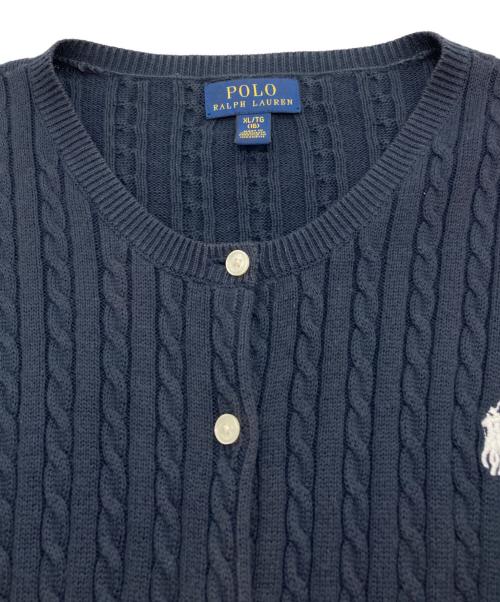 POLO RALPH LAUREN（ポロ・ラルフローレン）POLO RALPH LAUREN (ポロ・ラルフローレン) ケーブルニットカーディガン ネイビー サイズ:XLの古着・服飾アイテム