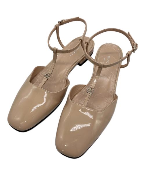 GUCCI（グッチ）GUCCI (グッチ) パテントレザー ストラップサンダル ベージュ サイズ:36の古着・服飾アイテム