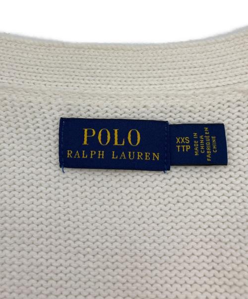 POLO RALPH LAUREN（ポロ・ラルフローレン）POLO RALPH LAUREN (ポロ・ラルフローレン) コットンVネックカーディガン ホワイト サイズ:XXSの古着・服飾アイテム